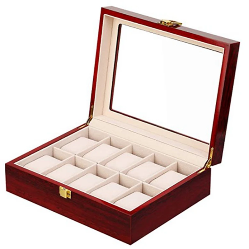 

Uclio Luxury Wooden Watch Box Watch Holder Box For Watches Men Glass Top Jewelry Organizer Box 10 Grids Watch Organizer