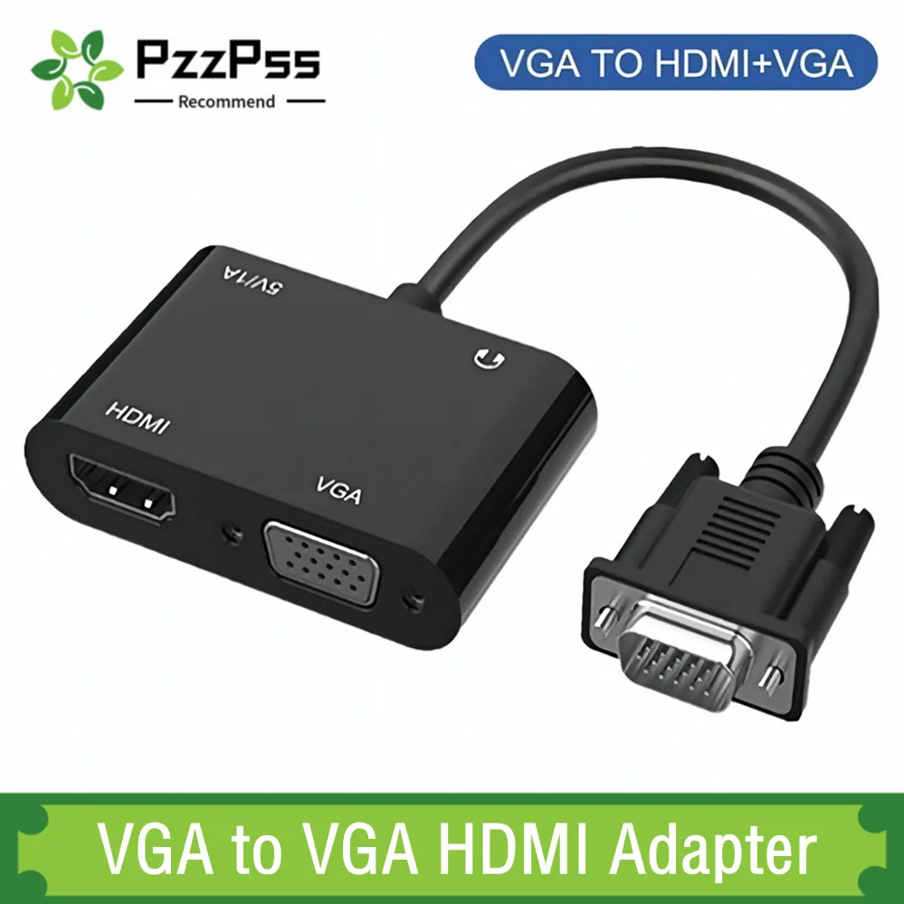 

VGA to VGA HDMI-compatible Adapter HD 1080P VGA Splitter 1 In 2 Output Suitable For Computers Desktops Laptops Display Projector