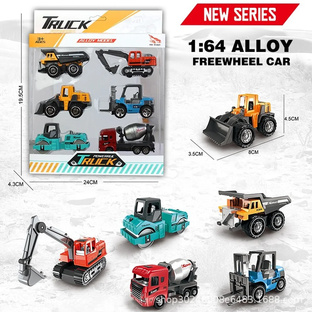 

6 Styles /set Car Toy Plastic Diecast Construction Engineering Vehicle Excavator Toys Dump Bulldozer Models Kids Boys Mini Gifts