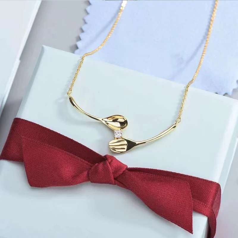 

925 sterling silver fashion tableware necklace for women high-end light luxury clavicle chain personalized branded jewelry