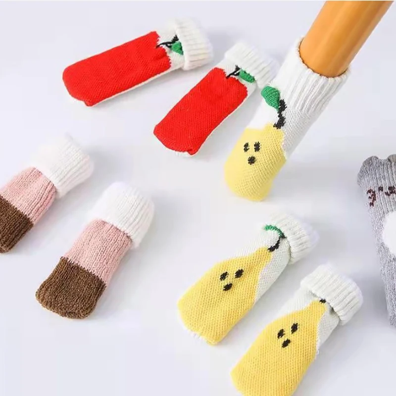 Foot Pads Leg Furniture Knitting Cover Chair Christmas Pads Floor Paw Anti-noise Protector Socks