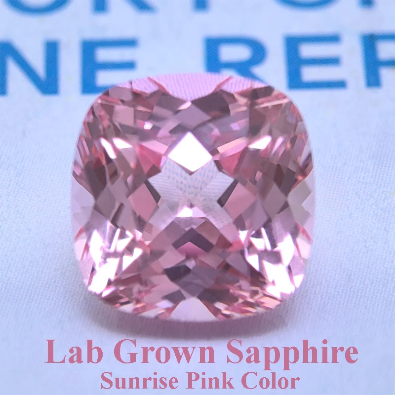 В лаборатории выращенный сапфиром квадратная подушка восход солнца розовый цвет