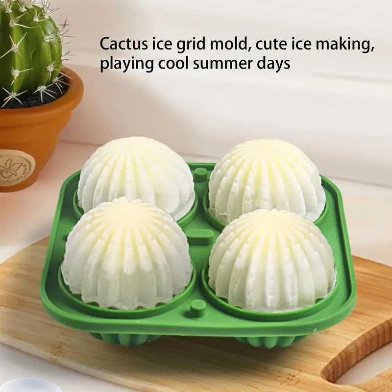 

3D Cactus Ice Mold Silicone Ice Cube Tray with 4 Grids for Whiskey Bourbon Cocktails Beer Fruit Drinks Ice Cube Maker Mold