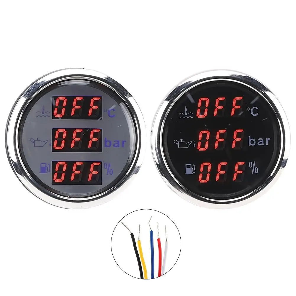 

2in 3-In-1 Meter Cooling Water Temperature Oil Pressure Fuel Level Gauge European Standard 0-190Ω