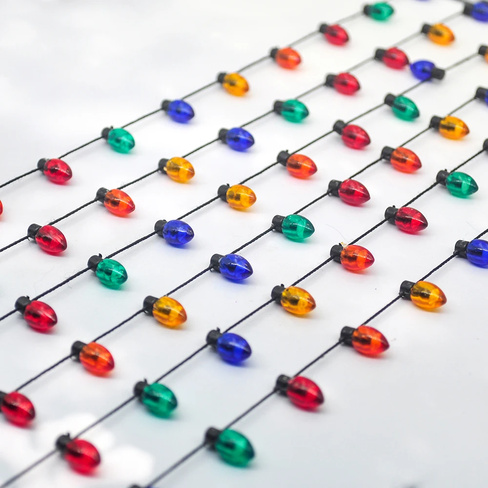 

5M DIY Wedding Party Xmas Home Merry Christmas Colored Lights Bead Chain Ribbon Christmas Tree New Year Decoration