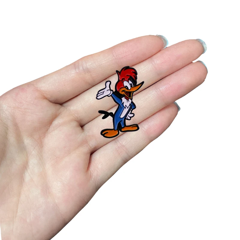 

D0161 Retro Cartoon woodpecker Lapel Pins for Backpacks Brooches for Clothing Anime Enamel Pin Badges Jewelry Decoration Gifts
