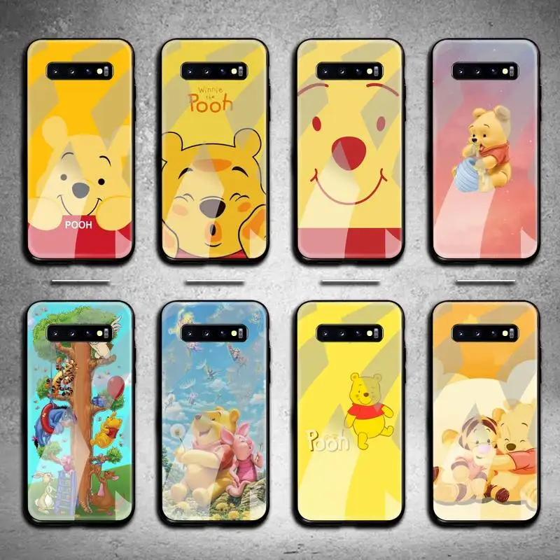 

Cartoon Bear Winnie the Pooh Phone Case Tempered Glass For Samsung S20 Plus S7 S8 S9 S10 Note 8 9 10 Plus