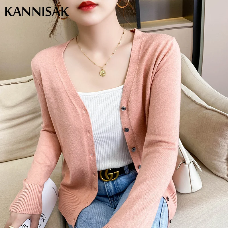 

Spring Autumn Women Cardigans Loose Solid Single Breasted V-neck Pink Red Sweaters Fashion Korean Cardigan Jumpers Knitwear 2023