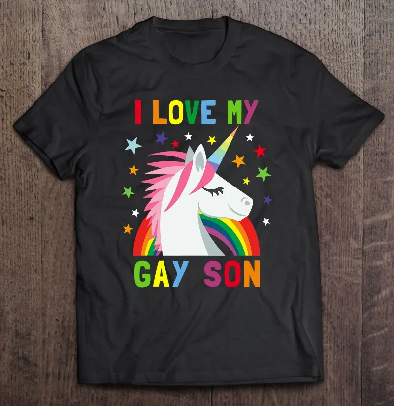 

Футболка мужская Радужная с надписью «I Love My геев, сын, Единорог»
