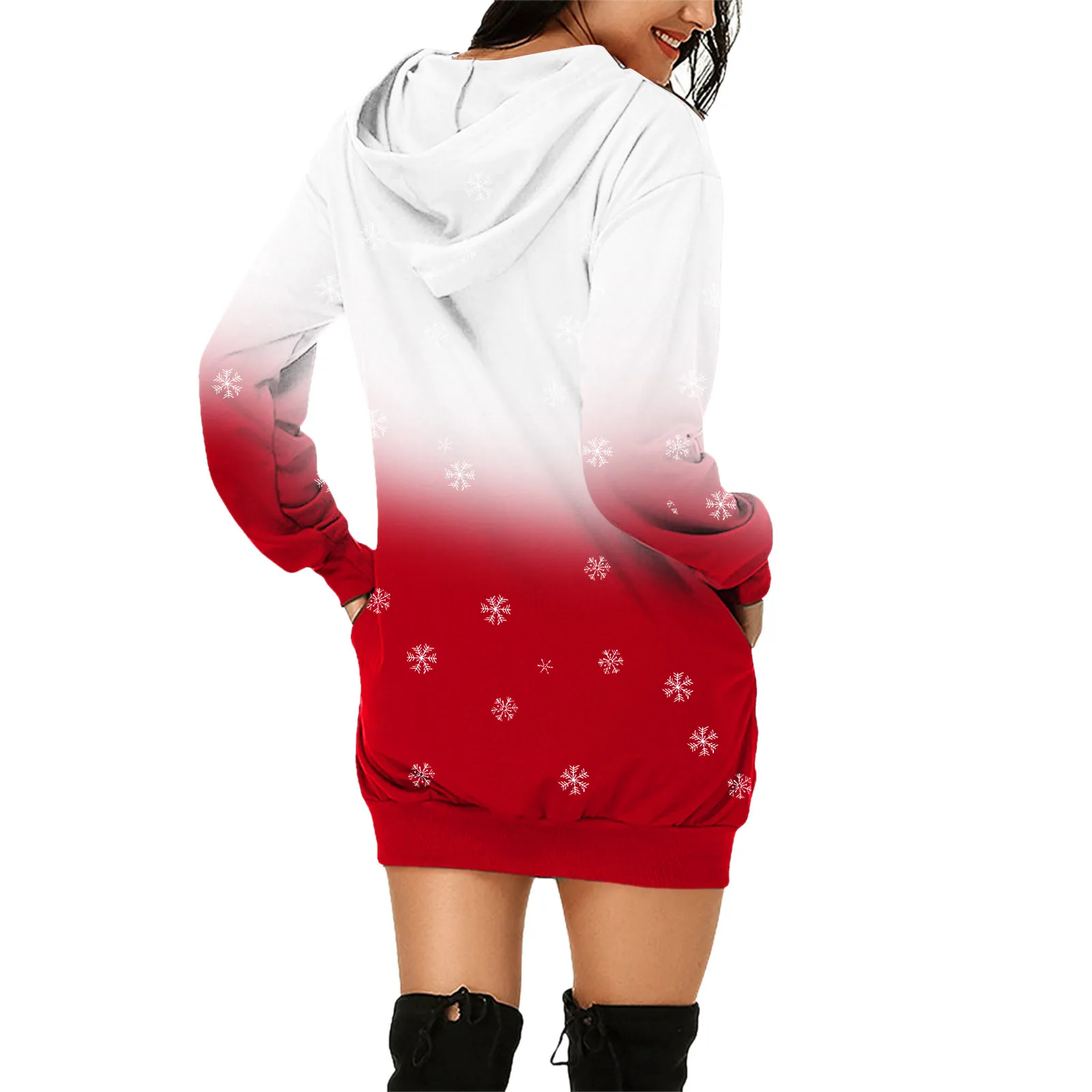 

Merry Christmas Dress 2023 Suitable Hoodies Dress For Women Christmas Print Long Sleeve Shirts Plus Size vestidos de mujer
