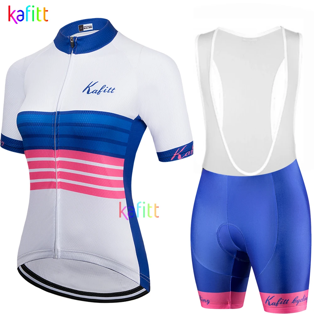 

Kafitt Pro Team Cycling Jersey Set Women Summer Bike Clothes MTB Ropa Ciclismo Bicycle Uniforme Maillot Quick Dry Gel PinkPad