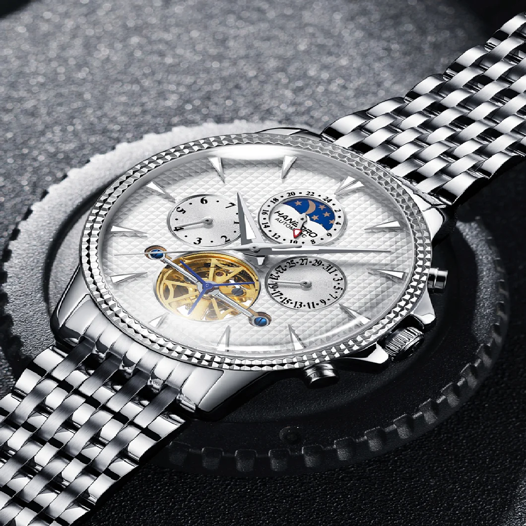 

HANBORO Men's Watch Automatic Watch Business Waterproof Luminous Fashion Men's Watch Hollow Tourbillon Multifunction Watch man