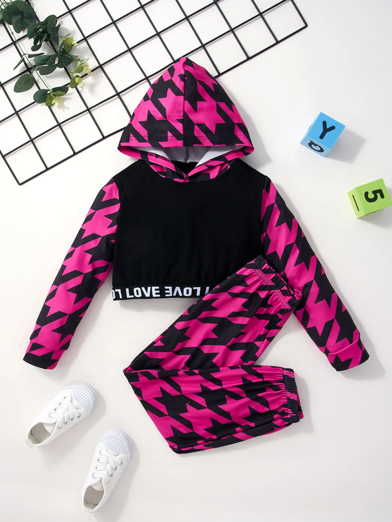 

Комплект одежды для девочек, хлопковая ткань, комплект одежды, Модный Топ с длинным рукавом и капюшоном для девочек, длинные брюки, комплект для девочек