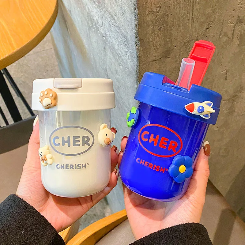 300ML Mini Ton Ton Water Cup Female Cute Plastic Cup Simple Portable Straw Small Capacity Coffee Cup
