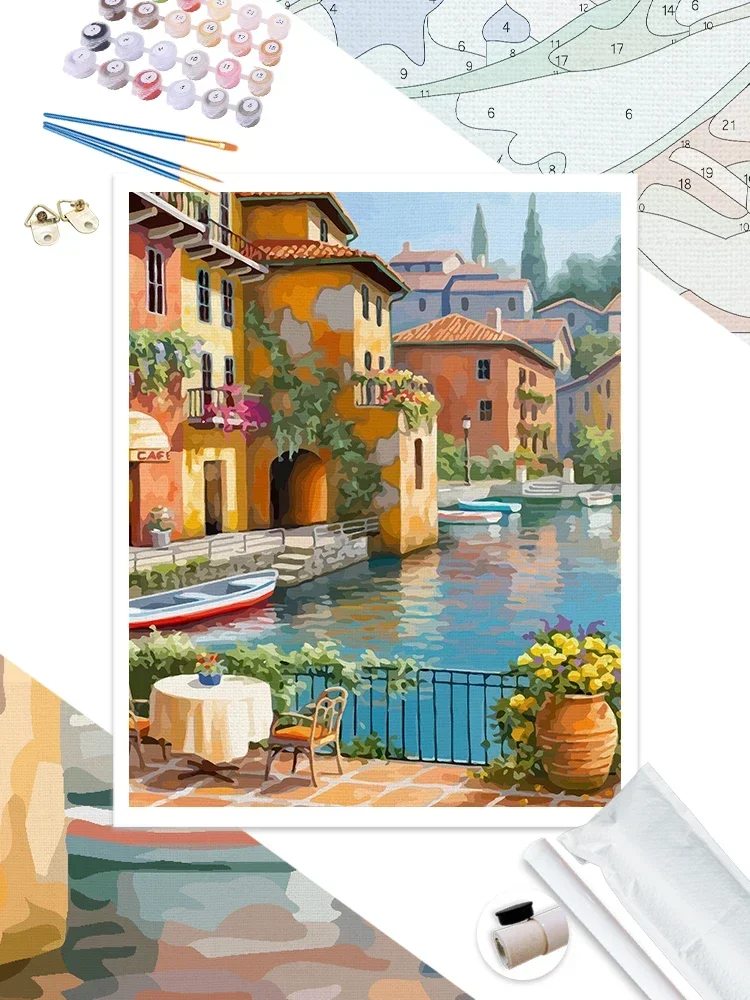 112042 Венецианский пейзаж акриловая краска по номерам сделай сам безрамная