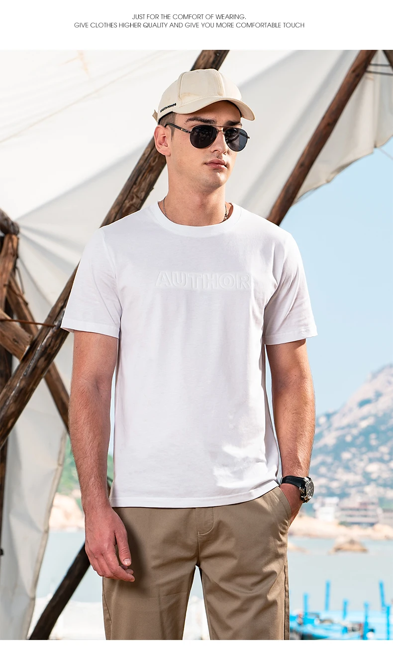 

7796 Casual letter embroidery smooth double-strand cotton 2022 summer short-sleeved T-shirt men