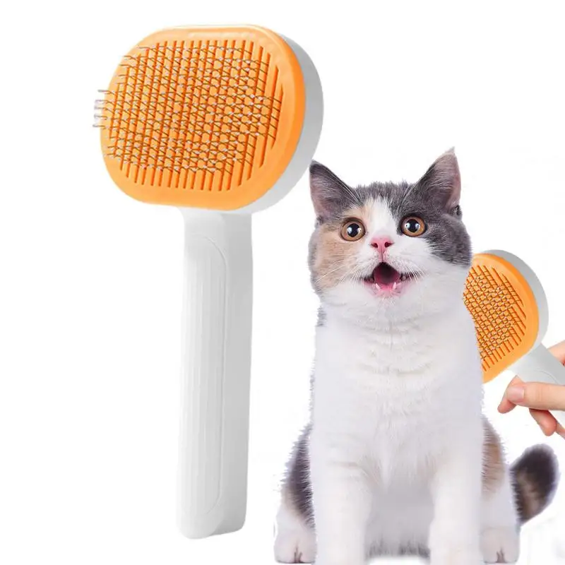 

Cat Brushes For Indoor Cats Cat Slicker Brush Self Cleaning One-Click Cleaning Cat Brush For Long Or Short Haired Cats Cat Comb