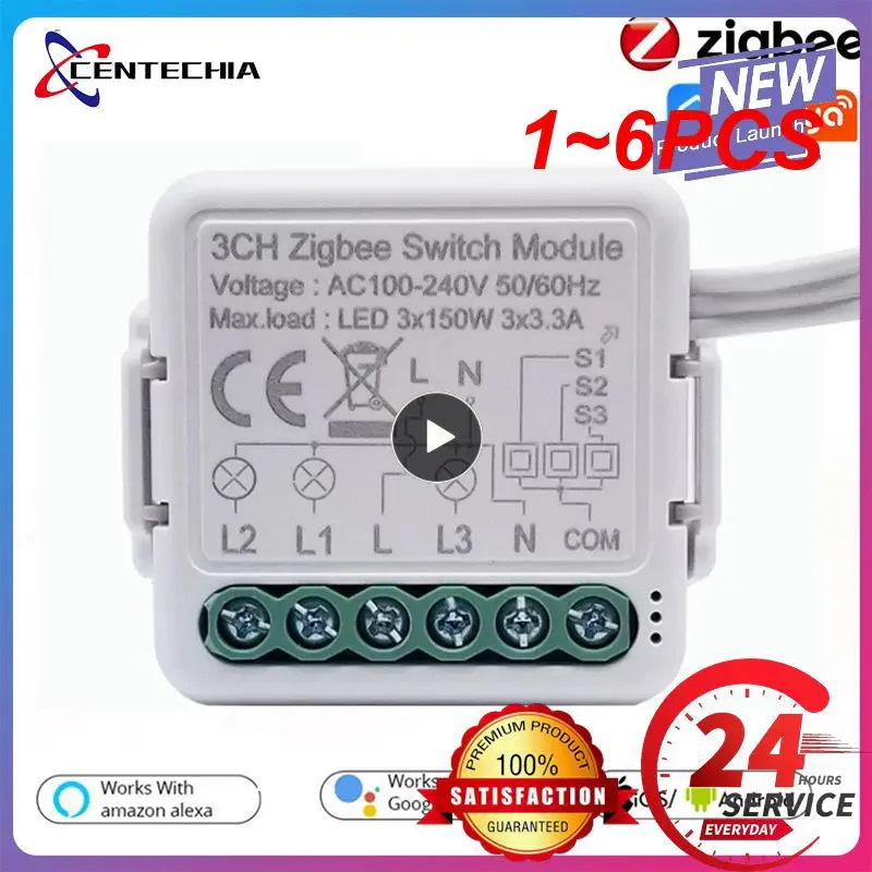 

Модуль переключателя Tuya Smart ZigBee 3,0, 1-6 шт., 10 А, умный дом, «сделай сам», выключатель 1, 2, 3, 4 клавиши, поддержка 2-стороннего управления, работает с Alexa