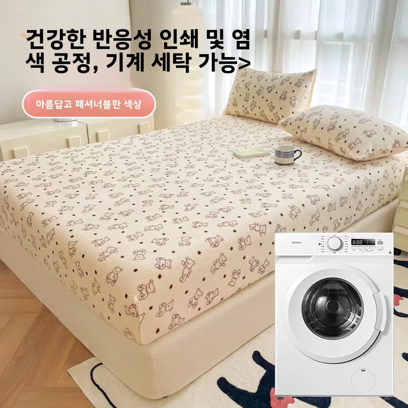 Winter Milk Velvet Fitted Bed Sheet Single-Piece Children's Thickened Coral Bedspread 2024 New Dormitory Mattress Cove...