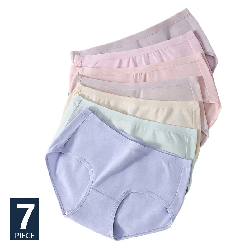 7PCS/Set Cotton Panties Women Breathable Underwear Cute Girls Briefs Solid Panty Sexy Soft Underpants Female Seamless Lingerie