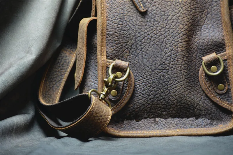 Retro Fashion Crazy Horse cowhide Men Chest Bag Simple Casual Outdoor Work Weekend Travel Teenager genuine leather Messenger Bag