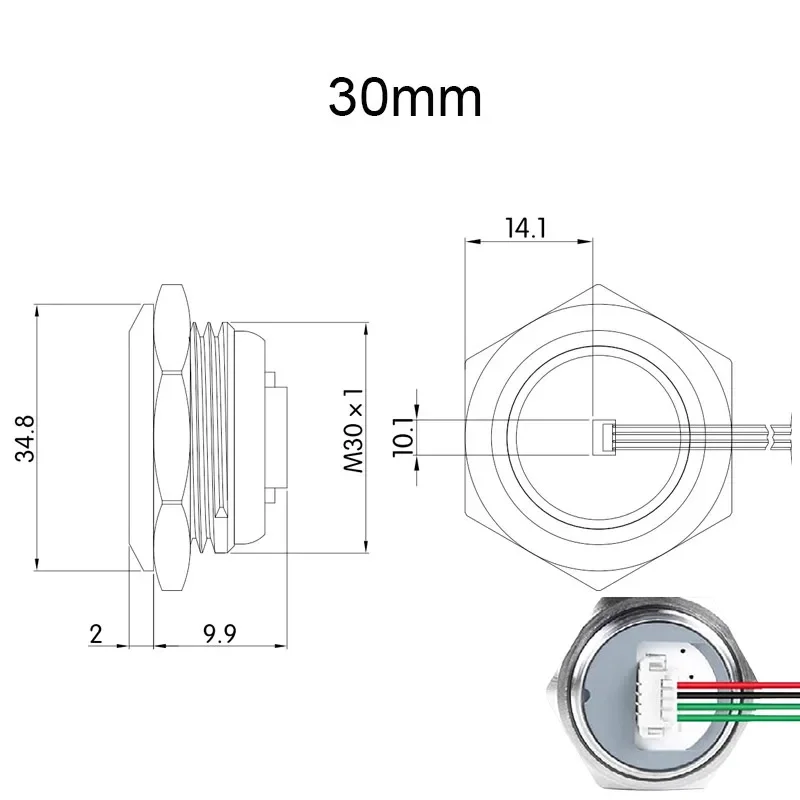 

Водонепроницаемый светодиодный кнопочный переключатель 5В 24В