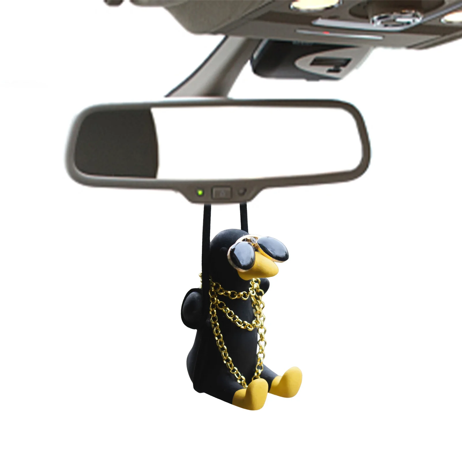 

Swinging Duck Car Ornaments Cute Car Rearview Mirror Accessories Swinging Sunglasses Duck Pendant Car Interior Decoration Cool
