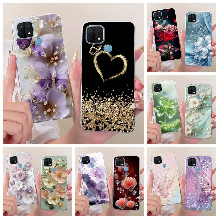 Фото Чехол для OPPO A15 CPH2185 с красивым цветочным узором, мягкий силиконовый противоударный чехол из ТПУ для телефона OPPO A15s CPH2179 A35 OPPOA15 Coque №1