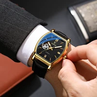 douyin explosion high end mechanical watch mens automatic fashion square hollow watch mens waterproof mechanical watch