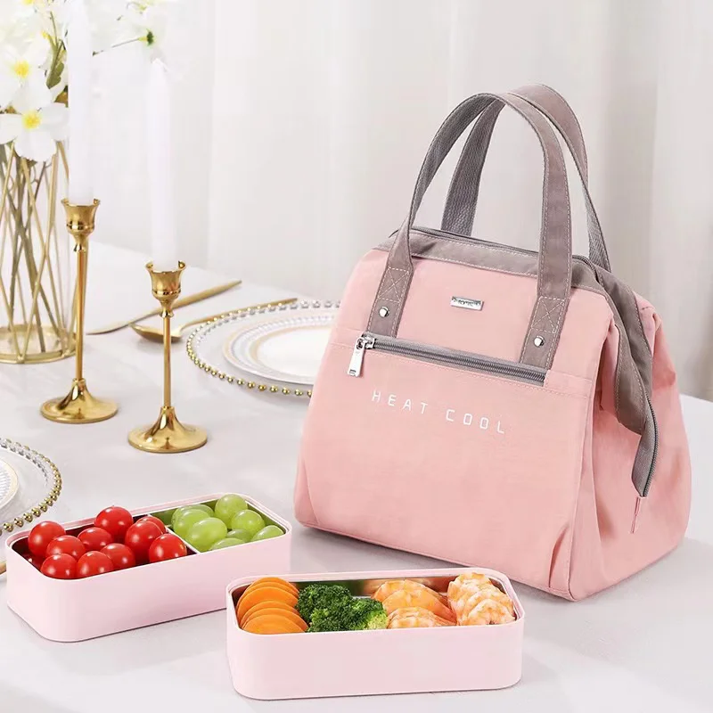 

Портативная сумка для ланча для женщин, однотонные вместительные термопакеты для хранения еды, офисные рабочие мешки для хранения фруктов, товары для дома