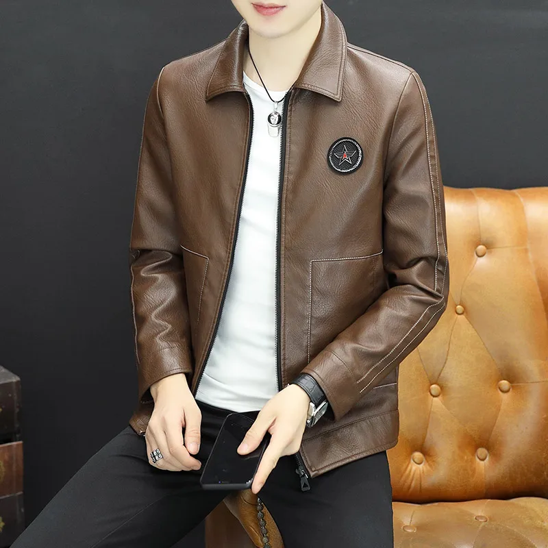 

2023(high-quality) Spring and autumn winter men's fashion everything matching handsome casual trend boutique leather jacket coat