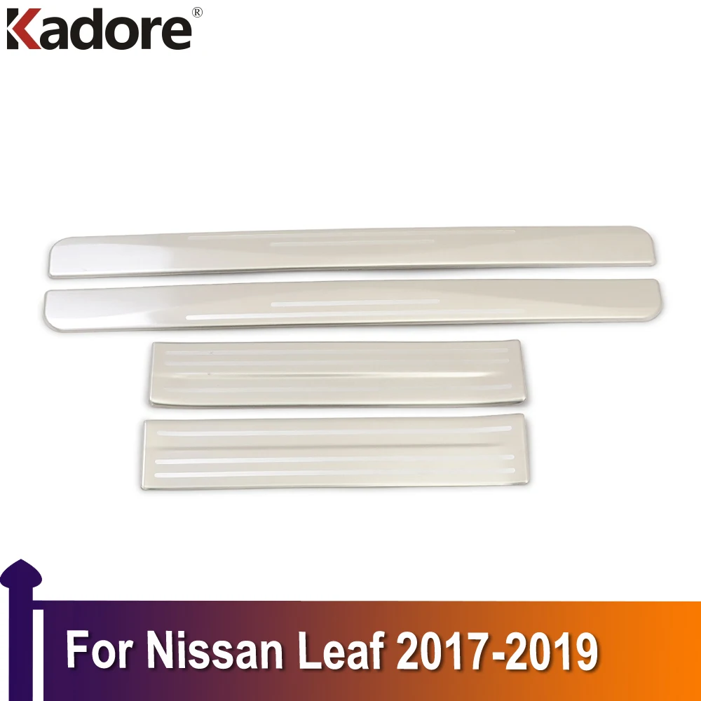 

For Nissan Leaf 2017 2018 2019 Door Sill Scuff Plates Doors Sills Protectors Car Thresholds Sticker Accessories Stainless Steel