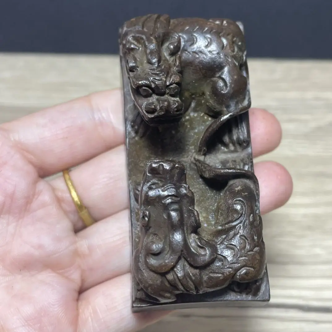 благоприятный зверя печать гравировка старых товаров Pixiu медная счастливая