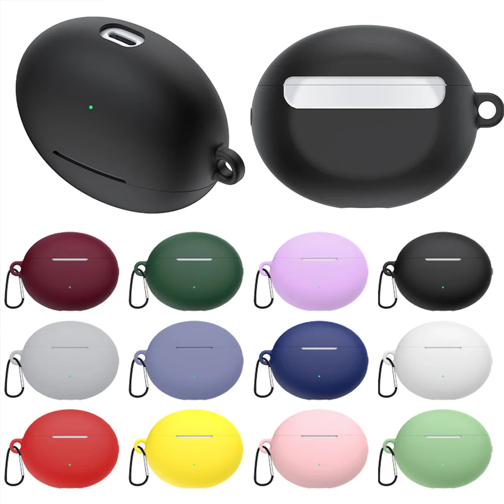 Чехол-накладка из силикона для беспроводных Bluetooth наушников Huawei Freebuds 4i с крючком.