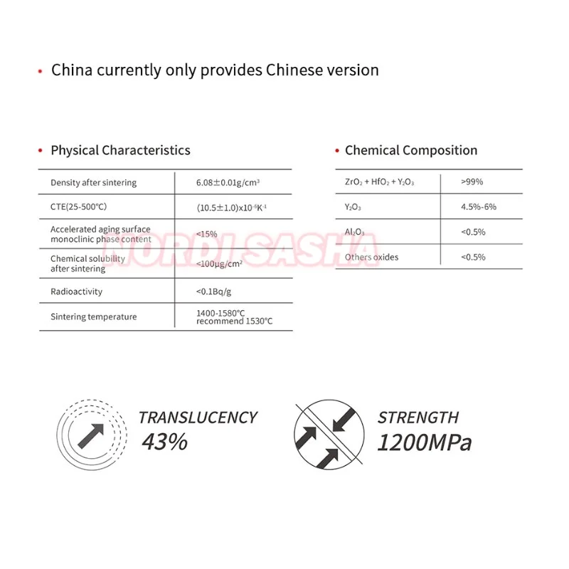 1 шт./коробка ультрапрозрачный циркониевый блок UPCERA ST для стоматологических