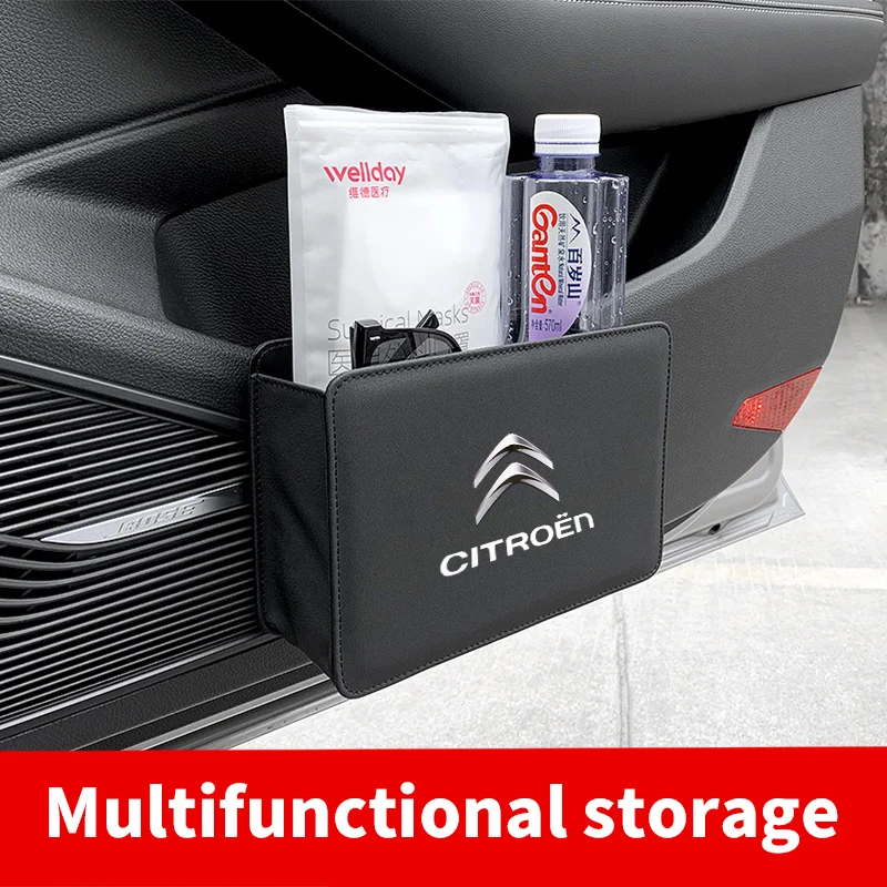 

Car Door Storage Box Leather Under Seat Back Trash Can Bag For Citroen C4 C3 C2 C5 Picasso Cactus Elysee C1 C6 C8 CL4 VTS DS DS3