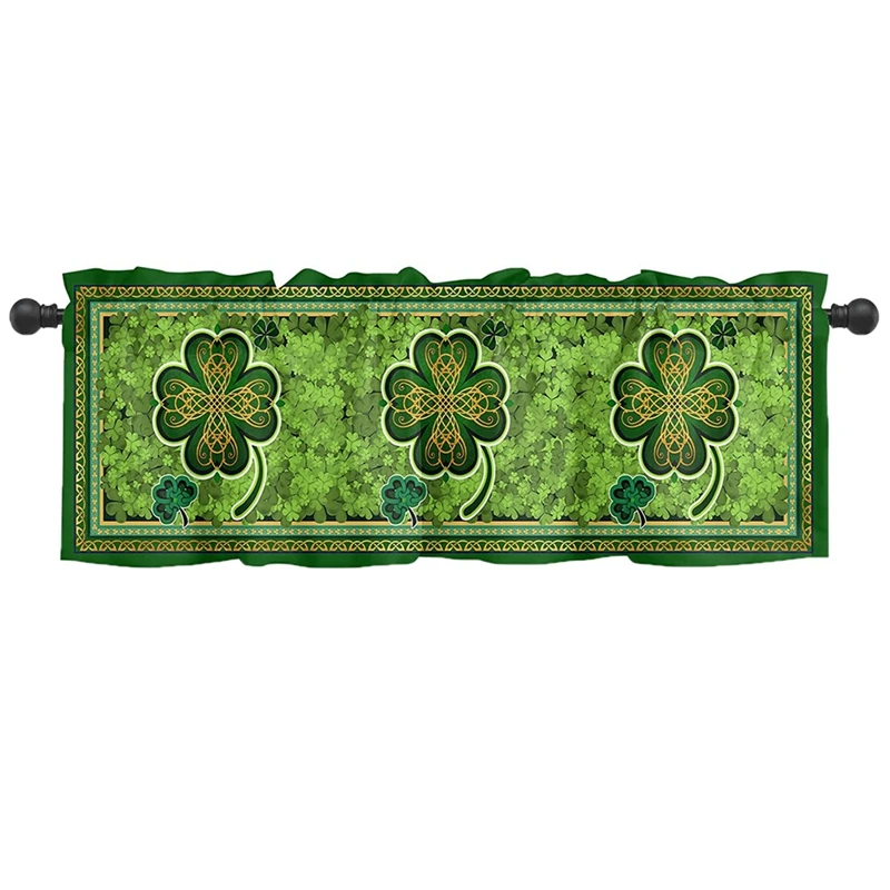 

St. Patrick's Day Valances For Windows - Green Shamrock Valance Curtains, 1 Panel Patrick's Windows Valances Decor