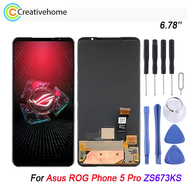 

6,78 дюймовый AMOLED ЖК-экран для Asus ROG Phone 5 Pro ZS673KS с дигитайзером, полная сборка, замена