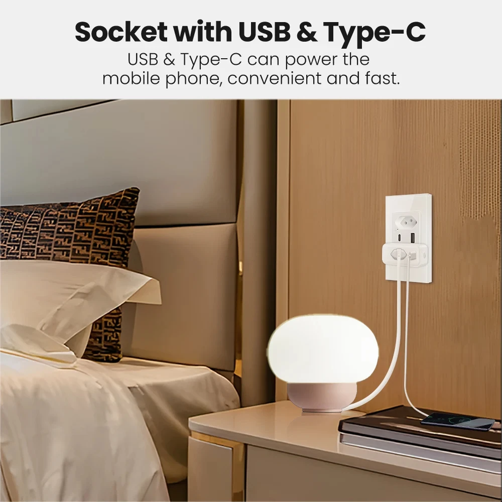 Смарт-розетка MIUCDA Tuya с поддержкой Wi-Fi и USB Type-C 16 А/20 А