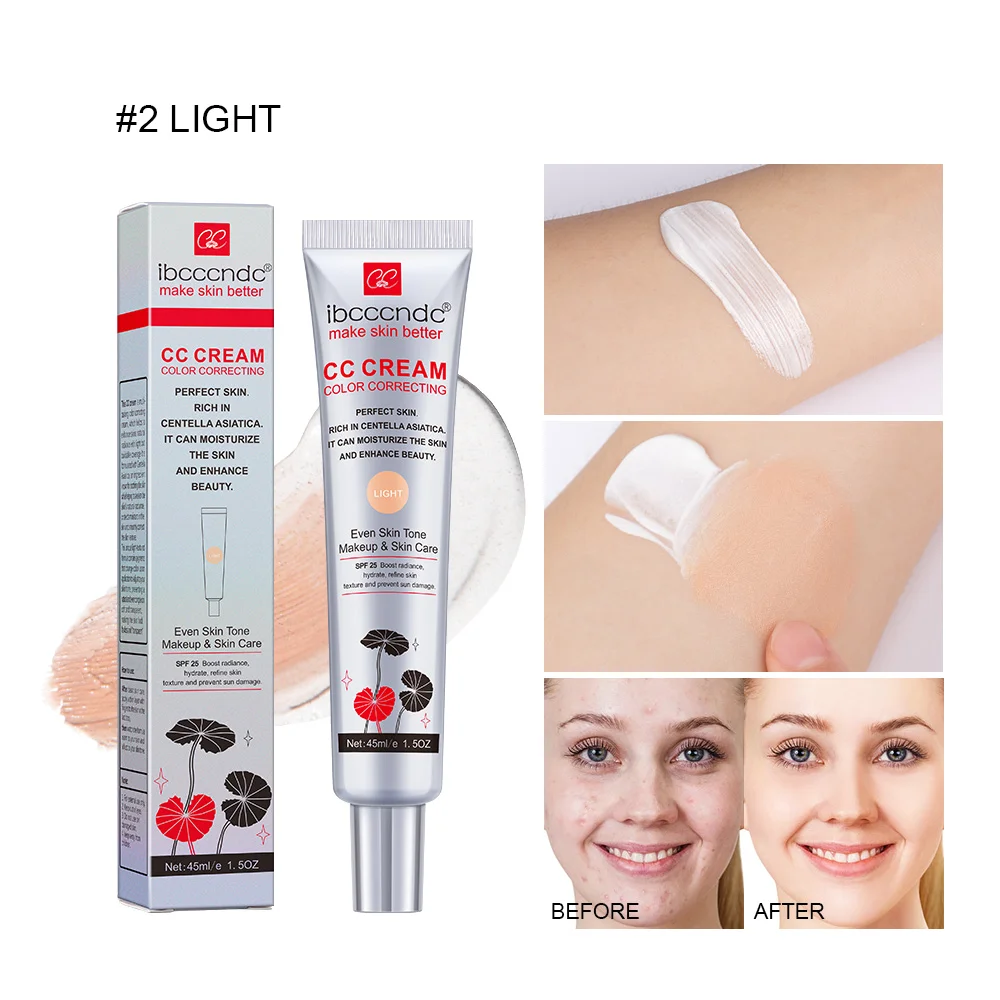 45ml Color Correcting CC Cream Facial Centella Asiatica Repair BB Cream Natural Concealer Whitening 