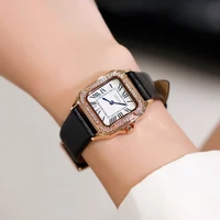 fashion luxury branded rhinestone quartz casual wristwatches womens charming wrist with thin watch leahter female clock