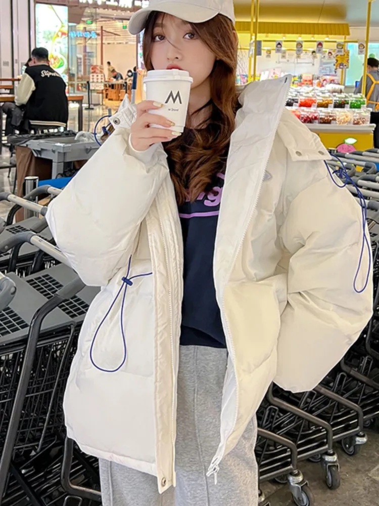 Klein Blue Winter Down Cotton Women's Jacket Loose Mid-Length Cotton Coat Oversized Quilted Warm Overcoat Female Parka Coat