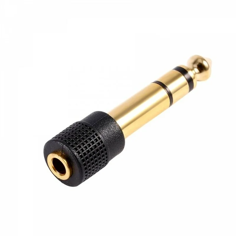 

1PCS Black 6.35MM Stereo Jack Plug Male To 3.5MM 1/8" Female Headphone Adapter