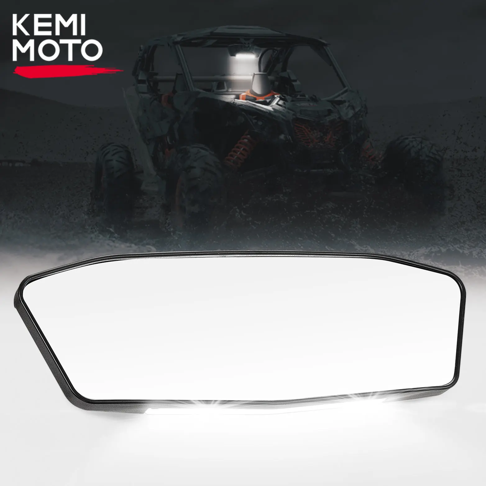 KEMIMOTO UTV Rear View Center Mirror w/ LED Light & Rocker Switch for Can Am Maverick X3 / X3 Max RS DS Turbo RR 2017-2023