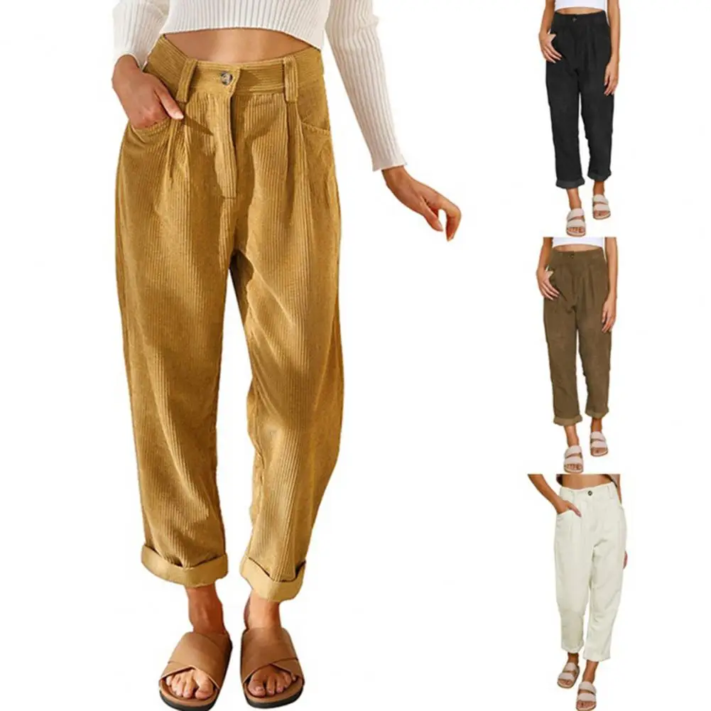 

Skin-touch Charming Casual Straight Slim Corduroy Pants Quick Drying Long Pants Solid Color Female Clothing
