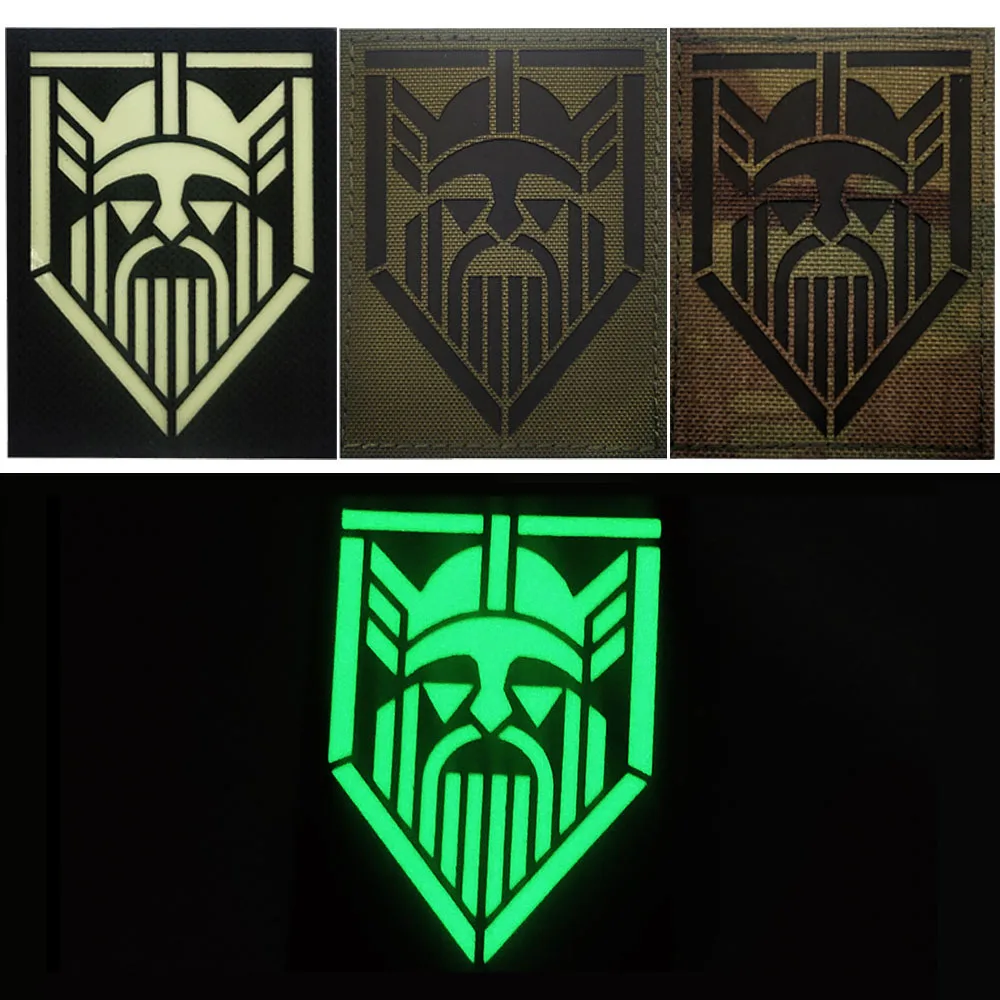 

IR Infrared Reflective Luminous Viking Head Hook Loop Patch for Clothing Hat Backpack Military Tactical Armband Badge Applique