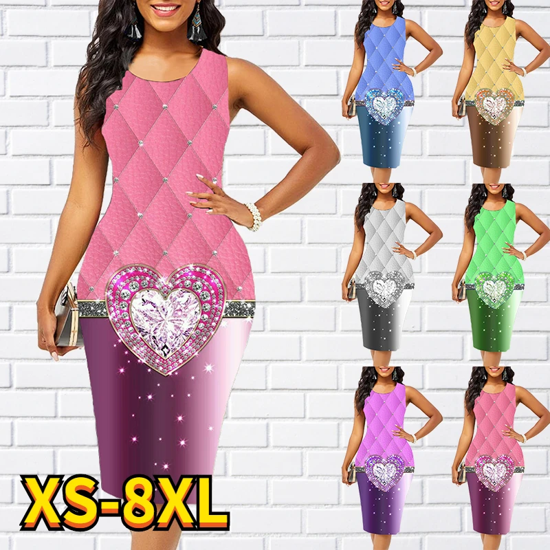 

New Women's Shift Dress Knee Length Dress Fashion Sleeveless Floral Print Dress Summer Round Neck Casual Classic 2022 8XL