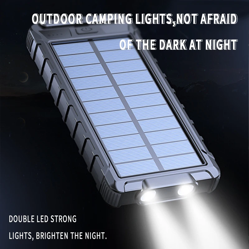 Solar Power Bank 80000mAh High Capacity Portable Charger Waterproof Fast Charging External Battery Flashlight For Xiaomi iPhone