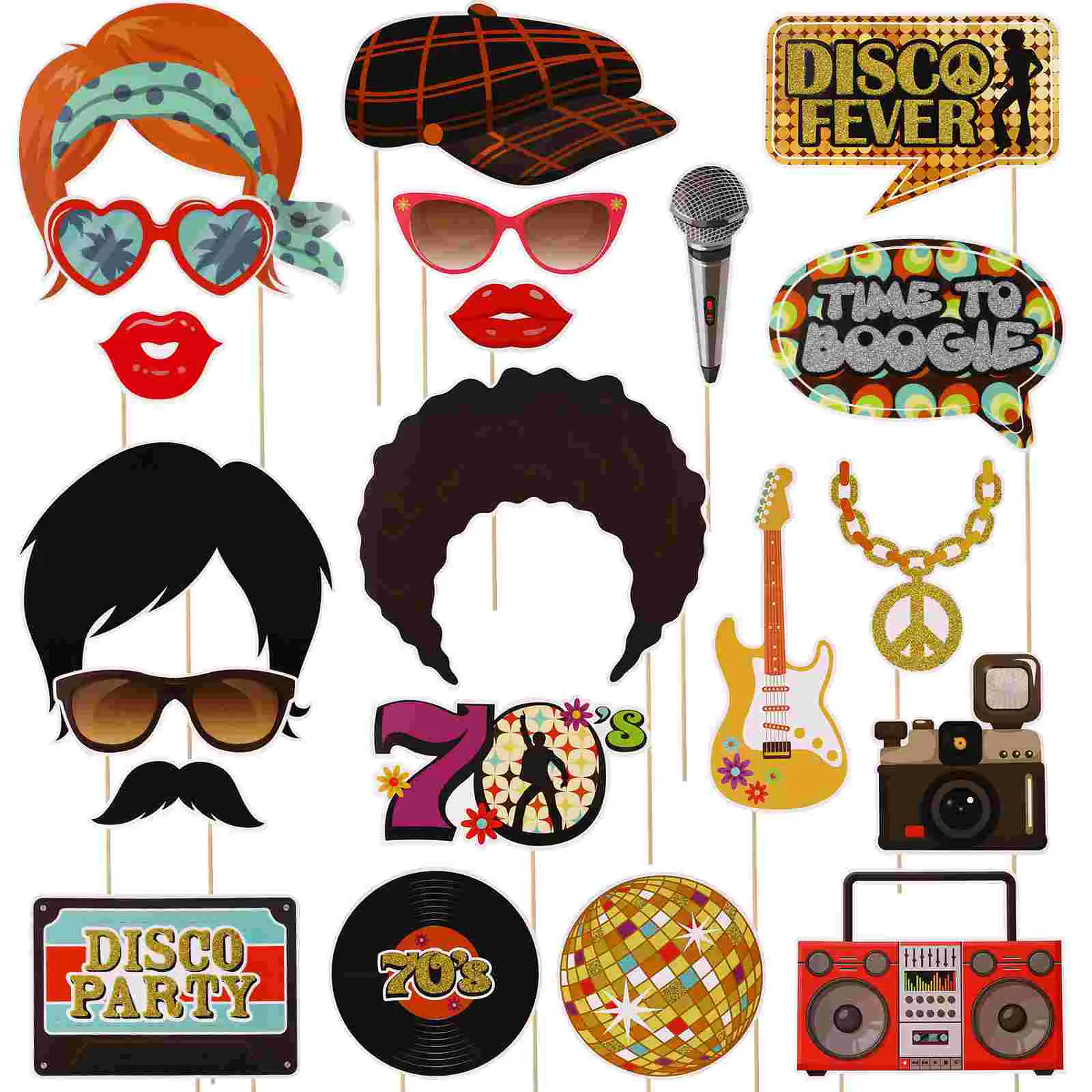

Decorations Photo Booth Birthday Props Prop Party 1970S Wedding Disco Theme Throwback Women Kids Favors Happy Themed