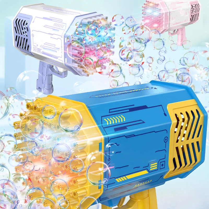 

Galtin Bubble Gun 69 Holes Automatic Rainbow Rocket Boom for Kid Light Up Music Bubble Machine Party Supplies for Birthday Gift
